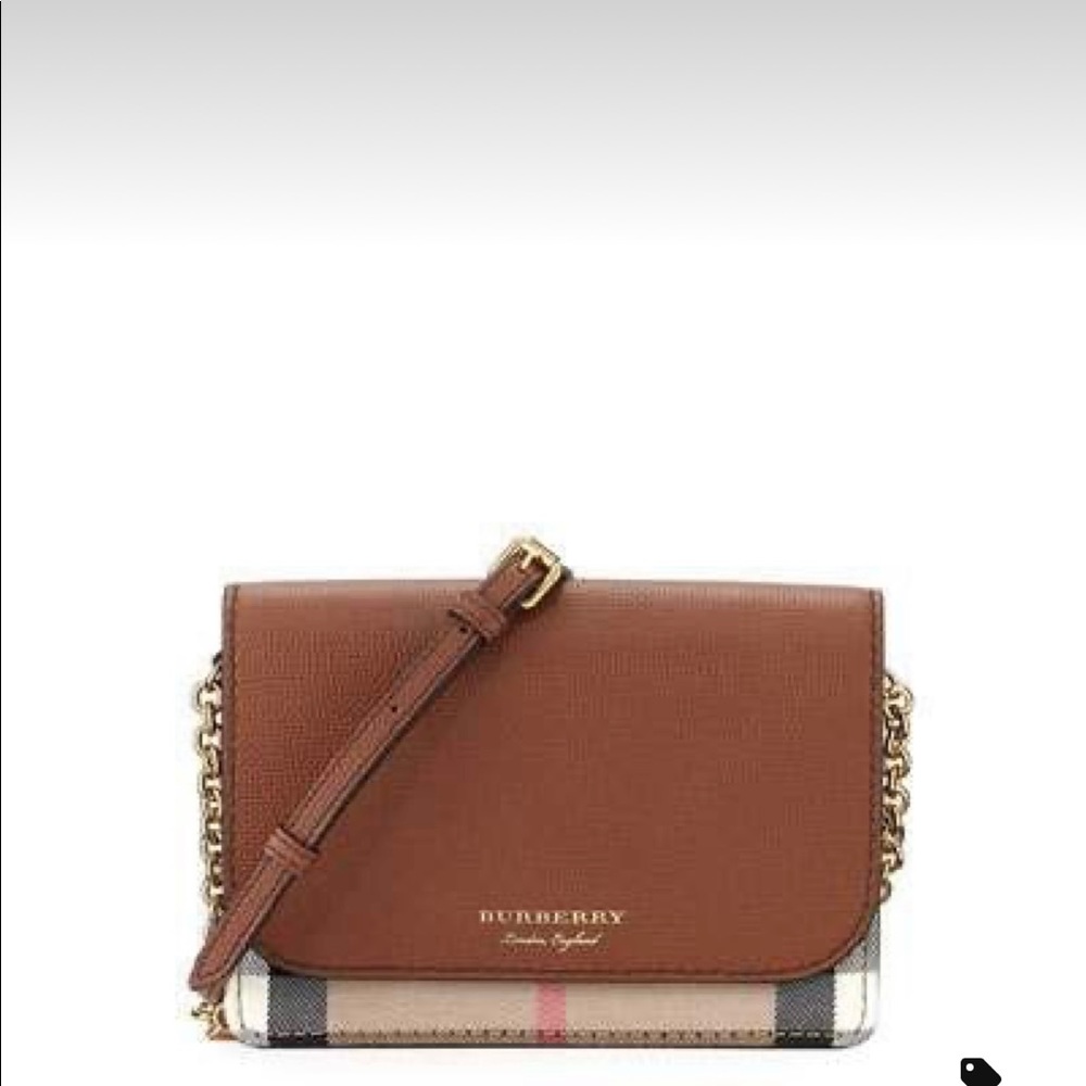 Burberry Hampshire House Check crossbody in tan/gold
